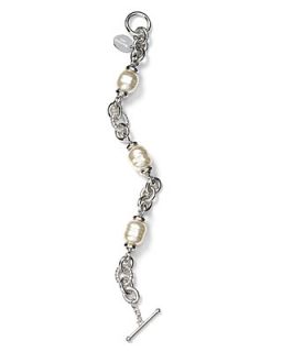 Majorica 12MM Silver Chain Bracelet's