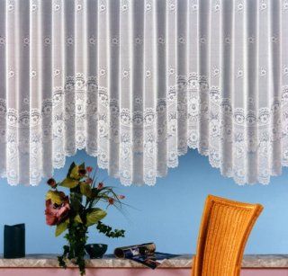Gardine, Blumenfensterstore mit ca. 125 cm Bogen und Universalschienenband, Gre 125x500 Küche & Haushalt