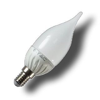 V TAC E14 LED Kerzenlampe Flamme 3W 37x128 Thermoplastic Warmwei 245Lm Ersetzt 25W Beleuchtung