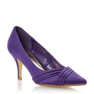 Roland Cartier Purple pleat detail pointed toe satin court shoe