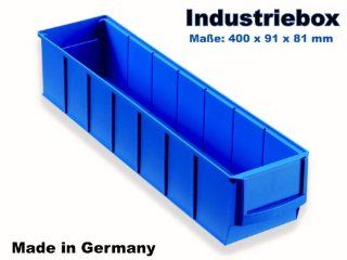 Industriebox 400x91x81 mm blau Lagerkasten Stapelkiste Lagerkiste Lagerbox Universalbox Kunststoffbox Kunststoffkiste Aufbewahrungskiste Universalkiste Baumarkt