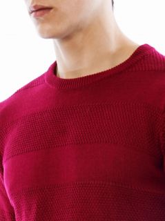 Contrast weave panel knit sweater  Ami