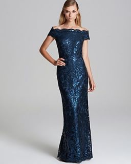 Tadashi Shoji Gown   Cap Sleeve Lace & Sequin's