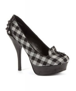 Black Check Tassel Studded Platforms