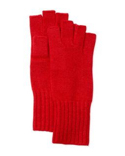 Fingerless Soft Knit Gloves, Cherry Red