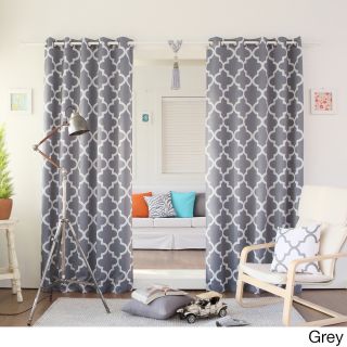 Best Home Fashion Moroccan Tile Room Darkening Grommet Top 84 Inch Curtain Panel Pair Grey Size 52 x 84