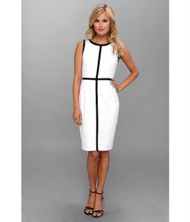 Calvin Klein Contrast Trim Lux Sheath Dress White/Black