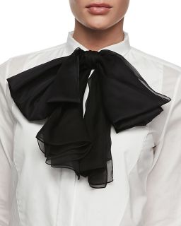 Silk Bow Neck Tie, Black   Saint Laurent   Black