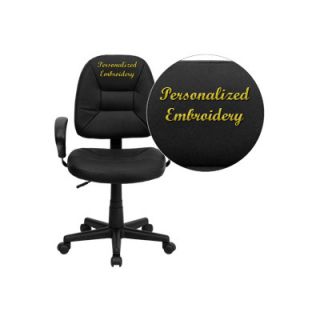 FlashFurniture Personalized Mid Back Leather Ergonomic Task Chair with Arms B