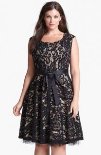 Betsy & Adam Lace Fit & Flare Dress (Plus Size)