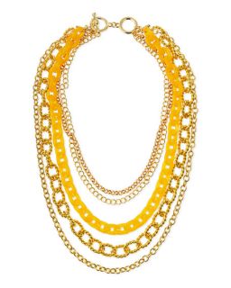 Kenneth Jay Lane Layered Chain Link Necklace, Amber