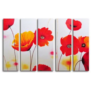 My Art Outlet Orange Among Red 5 Piece Original Painting on Canvas Set