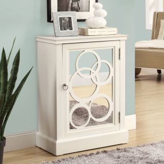 Monarch I 3831 Contemporary Bombay Chest with Mirror Door   White   Decorative Chests