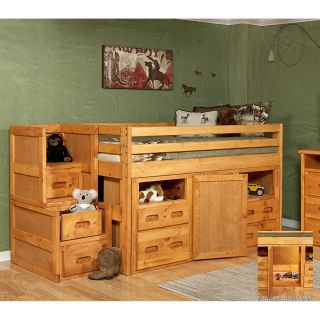 Chelsea Home Twin Junior Loft Bed with Storage and Stairway Chest   Cinnamon   Bunk Beds & Loft Beds