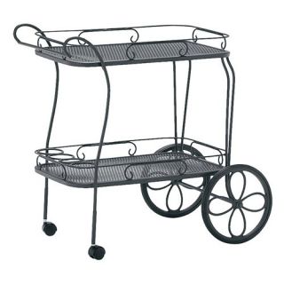 Woodard Wrought Iron Mesh Tea Cart with Removable Serving Tray   Outdoor Serving Carts