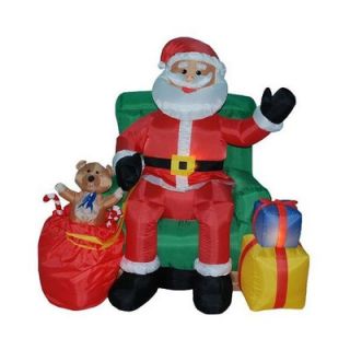 Long Christmas Inflatable Animated Santa Claus Driving Airplane
