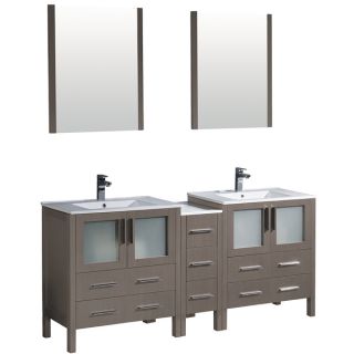 Fresca Torino 84 inch Grey Oak Modern Double Sink Bathroom Vanity with