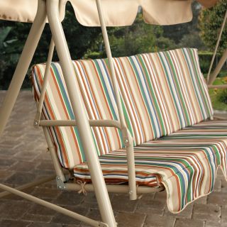 Striped 3 Seat Swing with Canopy