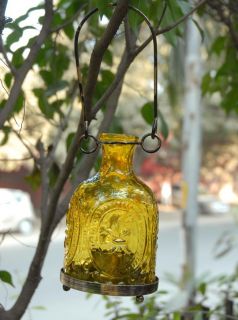 Glass and Brass Yellow Hanging Lantern , Handmade in India  