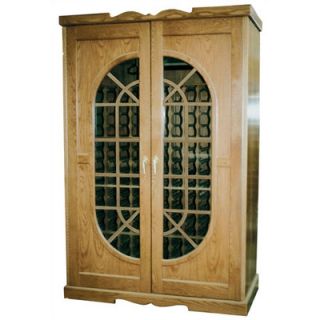 Vinotemp Provincial 2 Door Oak Wine Cooler with Beveled Oval Windows