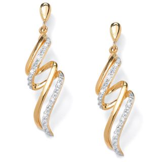 PalmBeach Gold over Silver Diamond Accent Ribbon Dangle Earrings