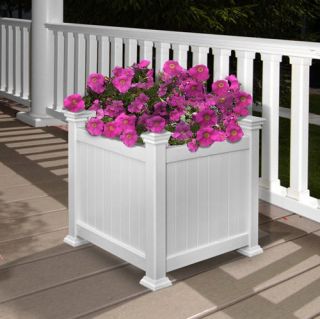 New England Arbors Square Vinyl Cardiff Patio Planter   Planters