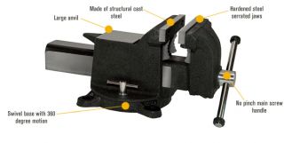 Yost All-Steel Utility Bench Vise — Swivel Base, 4in. Jaw Capacity, Model# 904-AS