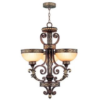 Livex Seville 8524 64 3 Light Gaslight Chandelier 25.25H in.   Palacial Bronze   Chandeliers