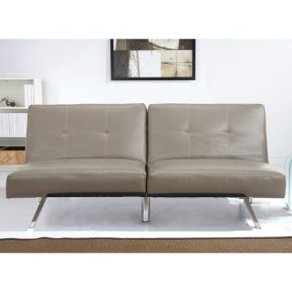 ABBYSON LIVING Aspen Taupe Faux Leather Foldable Futon Sleeper Sofa