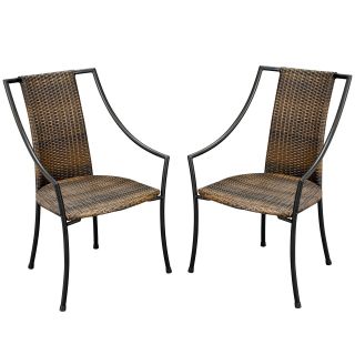 Home Styles Laguna All Weather Wicker Dining Chairs   Set of 2   Outdoor Dining Chairs