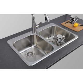 Wells Sinkware 32 inch Topmount 50/ 50 Double Bowl 20 gauge Stainless