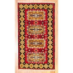 Indo Hand knotted Kazak Red/ Navy Wool Rug (2 x 4)  