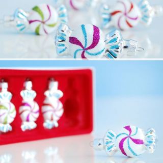 Glitterville Christmas Mini Peppermint Ornaments   Box Set of 4