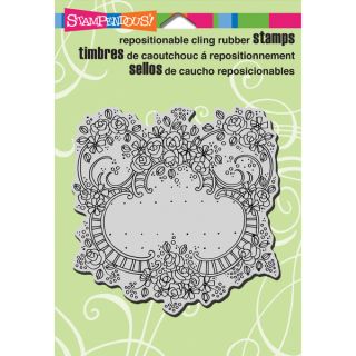 Stampendous Cling Rubber Stamp 5.5inX4.5in Sheet Ribbon Rose Frame