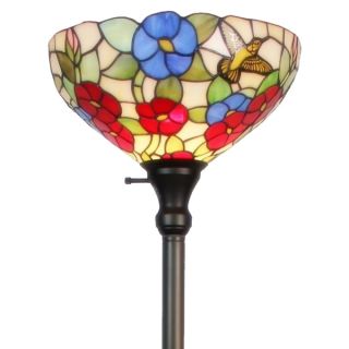 Tiffany style Hummingbirds/ Flowers Design Torchiere Floor Lamp