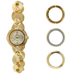 Pierre Jacquard Womens Goldtone Interchangable Bezel Watch