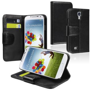 INSTEN Black Leather Phone Case Cover with Card Wallet for Samsung
