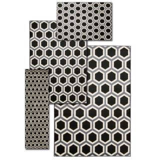 Nova 4 Piece Hand Crafted Black and White Area Rug Set by Nourison