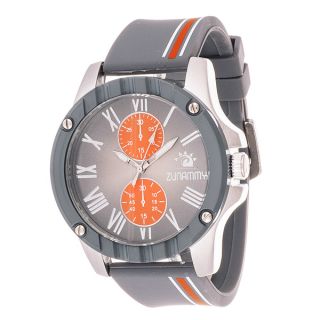 Zunammy Mens Silver Case and Grey Dial with Grey & Orange Rubber