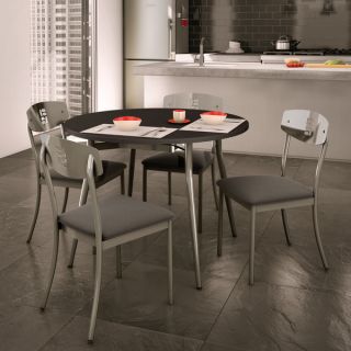 Amisco Domino Charcoal Metal Chairs and Alys Table Dining Set