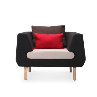 Dream Accent Black and White Chair with Red Throw Pillow
