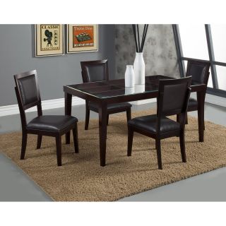 Alpine Furniture Midtown 5 Piece Dining Set with Black Chairs