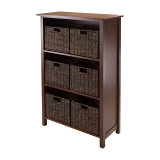 Winsome Granville 7 Piece Storage Shelf 3 Sections with 6 Foldable Baskets   Bookcases