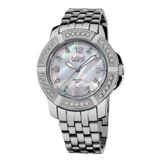 Burgi Womens Swiss Quartz Diamond MOP Stainless Steel Bracelet Watch