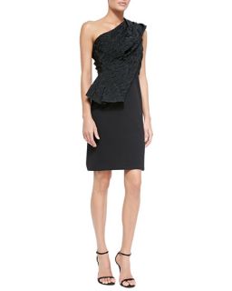St. John Collection Milano Knit Dress with Crocodile Embossed Drape