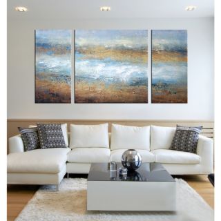 Hand painted The Tide of Colors 3 piece Gallery wrapped Art Set
