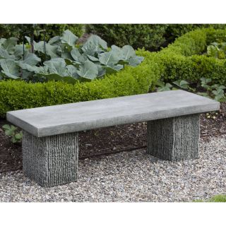 Campania International Reef Point Cast Stone Backless Garden Bench   Outdoor Benches