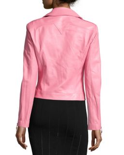 Versace Long Sleeve Leather Jacket, Pink