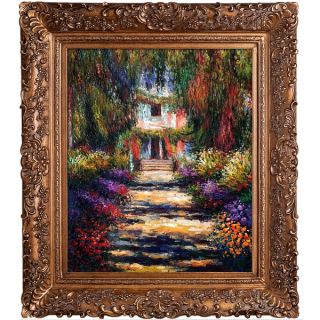Claude Monet Garden Path at Giverny Hand Painted 29.5 inch Framed