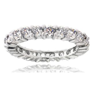 Icz Stonez Sterling Silver Stackable Cubic Zirconia Eternity Band